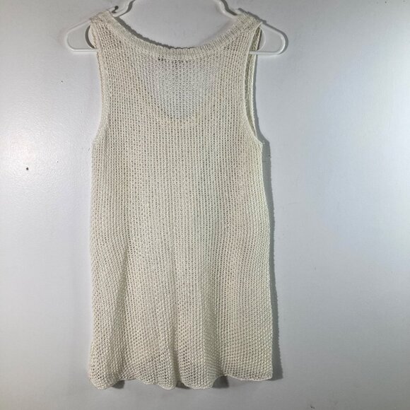 Womens Cabi Open Knit Linen Tank Top Cream S Linen - Picture 2 of 8